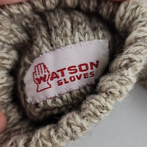 Watson Women's 100% Wool Beige Cream Fingerless Knit Gloves Stretch Size S/M - Picture 3 of 4